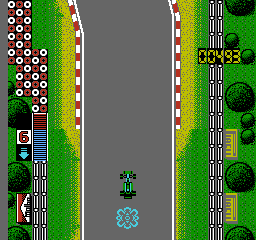 F1 Circus (NES) screenshot: Putting on the brakes
