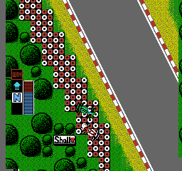 F1 Circus (NES) screenshot: 2 cars crashed