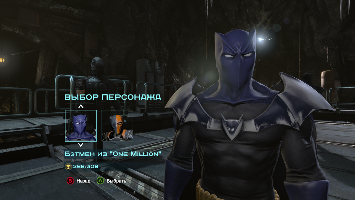 Batman: Arkham Origins (Windows) screenshot: Challenge mode - selecting character (Batman in unlockable costume)