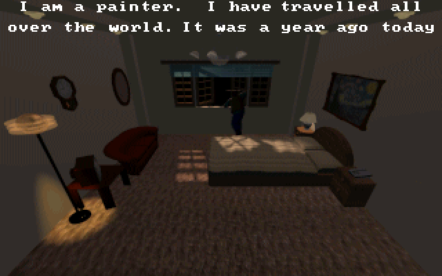 Heaven's Dawn (DOS) screenshot: Intro - The hero's hotel room