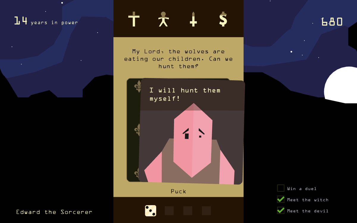 Reigns (Windows) screenshot: Be brave for your people.