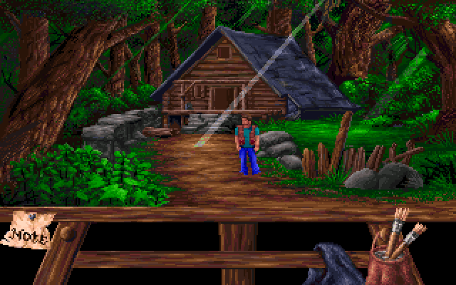 Heaven's Dawn (DOS) screenshot: A wooden cabin