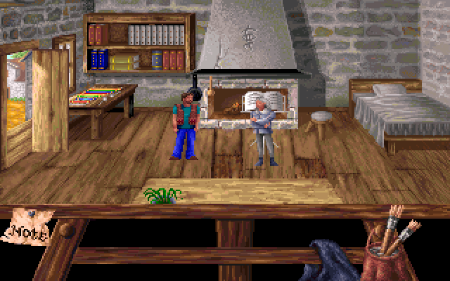 Heaven's Dawn (DOS) screenshot: A musician in want of an instrument