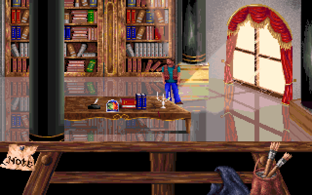 Heaven's Dawn (DOS) screenshot: Inside the library of the palace