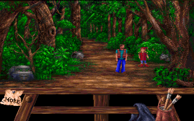Heaven's Dawn (DOS) screenshot: A happy girl in a green forest