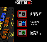 Grand Theft Auto 2 (Game Boy Color) screenshot: Look the gang cars