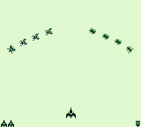 Arcade Classic 3: Galaga / Galaxian (Game Boy) screenshot: Galaga: The enemy wave is flying in