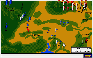 The Charge of the Light Brigade (Atari ST) screenshot: Map over the battlefield