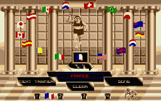 The Carl Lewis Challenge (Atari ST) screenshot: Country selection