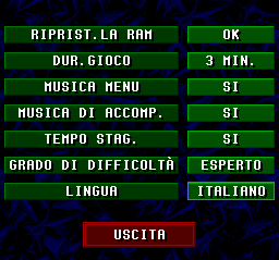 Championship Soccer '94 (SNES) screenshot: Options.