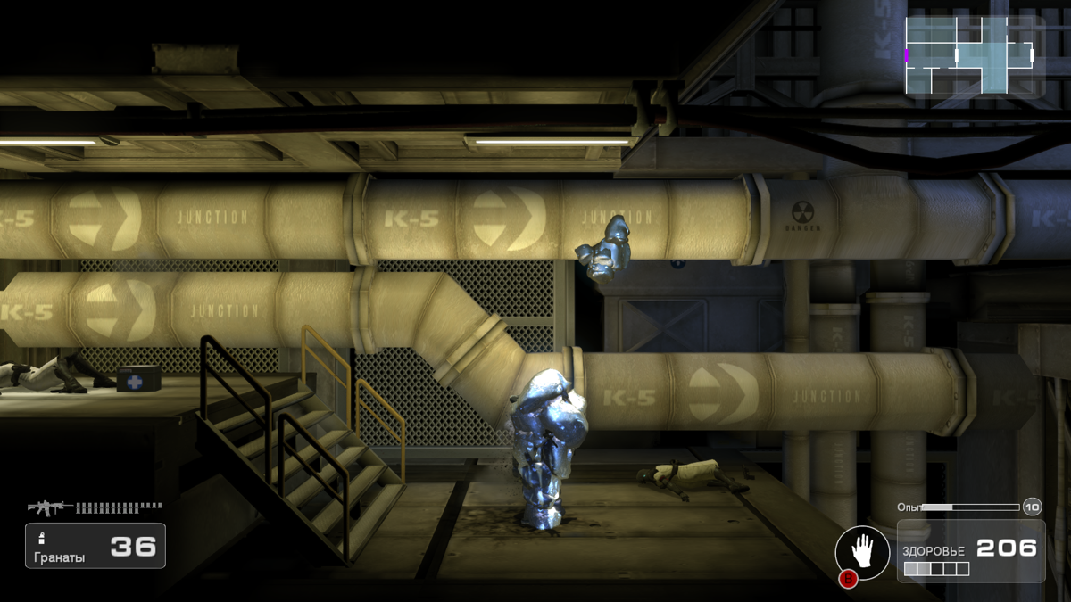 Shadow Complex: Remastered (Windows) screenshot: Covered in foam, can't move