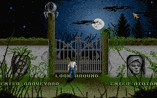 Clive Barker's Nightbreed: The Interactive Movie (Atari ST) screenshot: At the graveyard
