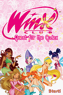 Winx Club: Quest for the Codex (Nintendo DS) screenshot: Title screen.