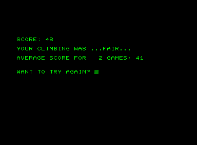 Everest (Commodore PET/CBM) screenshot: Fair? I died twice! :)