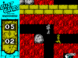 Lost Caves (ZX Spectrum) screenshot: Encountering a nomad