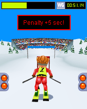 Playman Winter Games (J2ME) screenshot: Missing a gate leads to time penalty