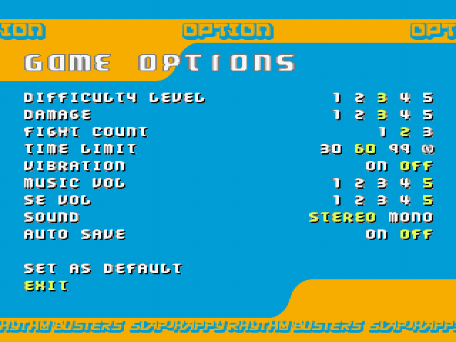 Slap Happy Rhythm Busters (PlayStation) screenshot: Option mode - Game options.