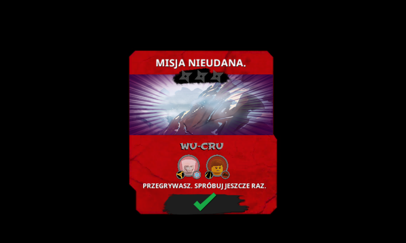 LEGO Ninjago: WU-CRU (Android) screenshot: Mission failed