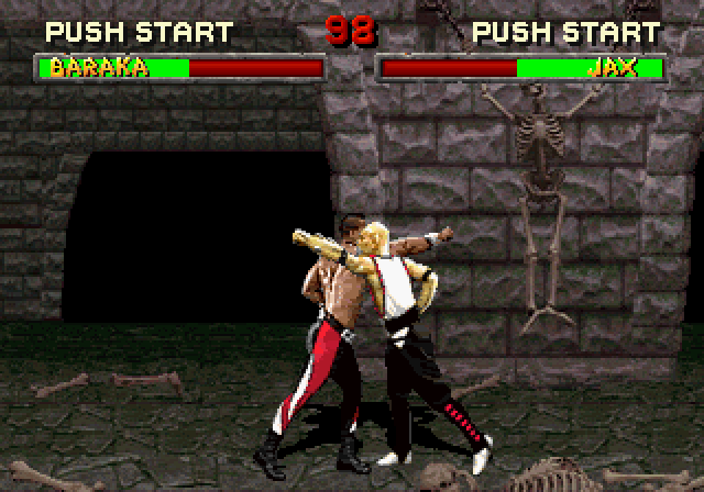 Mortal Kombat II (SEGA Saturn) screenshot: You have to stand farther apart to land a punch.