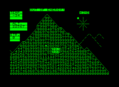 Everest (Commodore PET/CBM) screenshot: Uh oh... Didn't get very far.