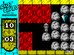 Lost Caves (ZX Spectrum) screenshot: Finding a diamond