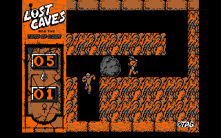 Lost Caves (Amstrad CPC) screenshot: Encountering a nomad