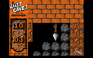 Lost Caves (Amstrad CPC) screenshot: Finding a diamond