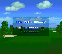 The Irem Skins Game (SNES) screenshot: Choose the number of holes for Match play