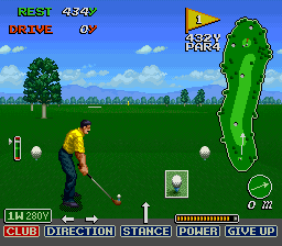 The Irem Skins Game (SNES) screenshot: The swing meter in action