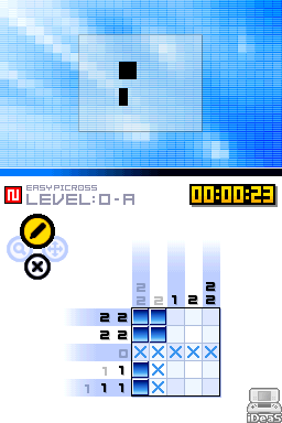 Picross DS (Nintendo DS) screenshot: A basic 5x5 puzzle.