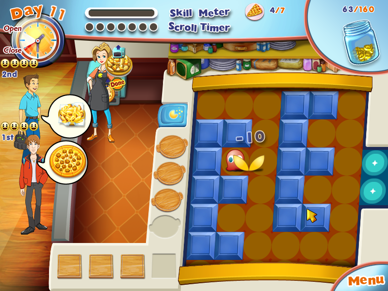 Pac-Man Pizza Parlor (Windows) screenshot: Ghosts don't kill but give a penalty