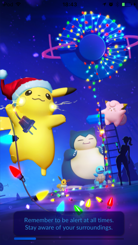 Pokémon GO (iPhone) screenshot: Christmas 2016 loading screen