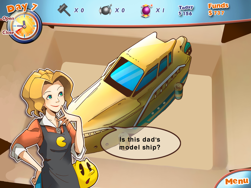 Pac-Man Pizza Parlor (Windows) screenshot: Finding a model ship