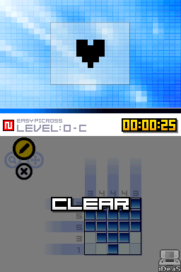 Picross DS (Nintendo DS) screenshot: That's one puzzle solved.