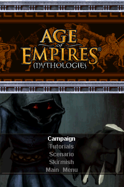 Age of Empires: Mythologies (Nintendo DS) screenshot: Options for single player modes.