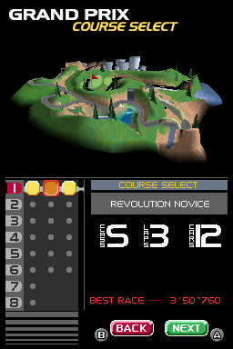 Ridge Racer DS (Nintendo DS) screenshot: Track selection.