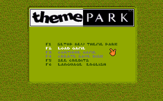 Theme Park (Amiga CD32) screenshot: Main menu.