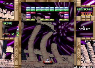 Arkanoid Returns (Arcade) screenshot: First level.