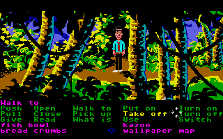 Zak McKracken and the Alien Mindbenders (Atari ST) screenshot: Zak in the jungle.