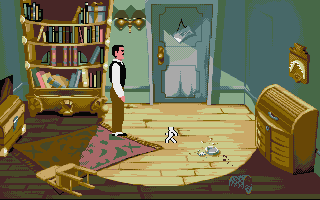 Cruise for a Corpse (Atari ST) screenshot: The room is a mess