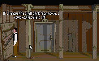 Cruise for a Corpse (Atari ST) screenshot: Inspecting a blocked door