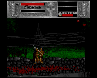Doman: Grzechy Ardana (Amiga) screenshot: Throat stabbity stab stab.