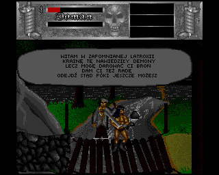 Doman: Grzechy Ardana (Amiga) screenshot: Don't mind me, I'm just an unmoving-part-of-the-background NPC.
