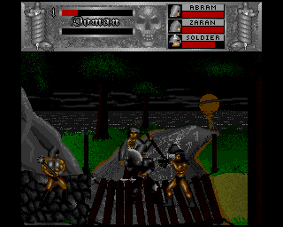 Doman: Grzechy Ardana (Amiga) screenshot: Let's see if this crossbow is any good.