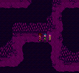 Cosmic Fantasy 2 (TurboGrafx CD) screenshot: The party tries to find its way through this sinister-looking purple dungeon