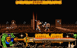 Deathbringer (Atari ST) screenshot: Oh, a dungeon with skeletons!