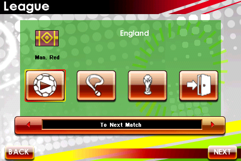 Real Soccer 2009 (Android) screenshot: League menu