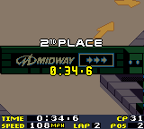 San Francisco Rush 2049 (Game Boy Color) screenshot: 2nd place.