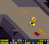 San Francisco Rush 2049 (Game Boy Color) screenshot: Track 2. Using the yellow car.