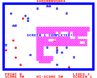Airbrush (BBC Micro) screenshot: Level completed